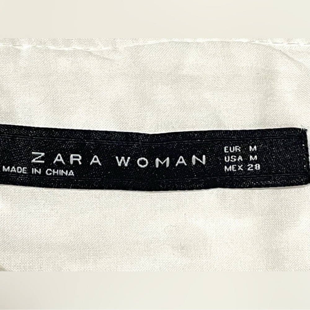 Zara Oyster White Broderie Anglaise/ Eyelet High Waist Midi Skirt Cotton M - Picture 3 of 3